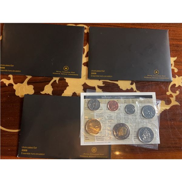 Three 2006 Royal Canadian Mint Uncirculated Coin Sets