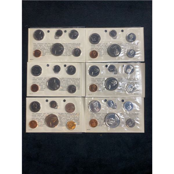 Six Uncirculated Canadian Proof-Like Mint Sets 1957-1970
