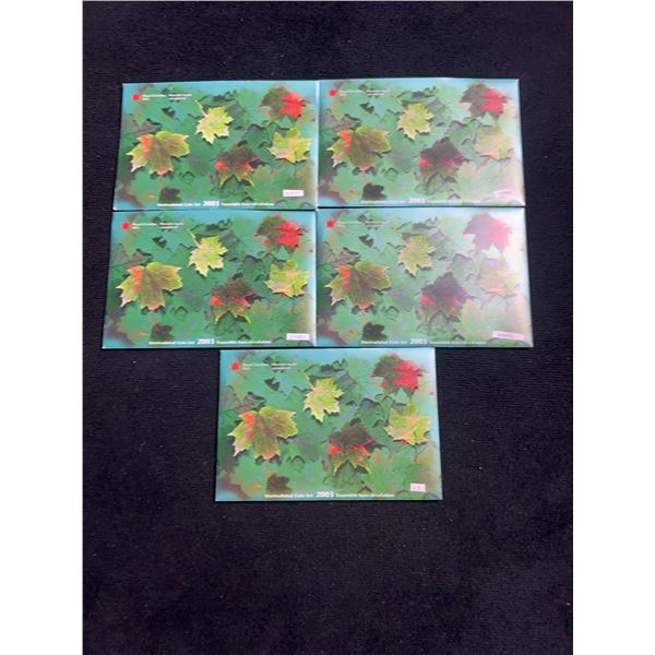 2003 Royal Canadian Mint Uncirculated Coin Sets, Lot of 5
