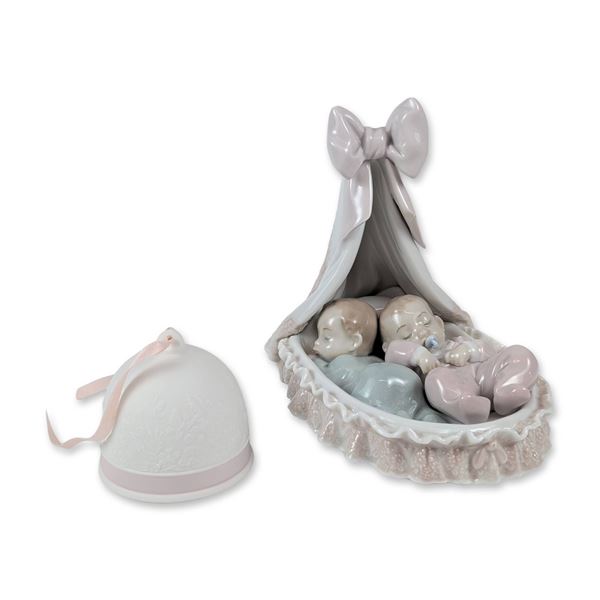 2pc Lladro Porcelain Figurine and Bell, Sweet Dreamers and Spring Bell
