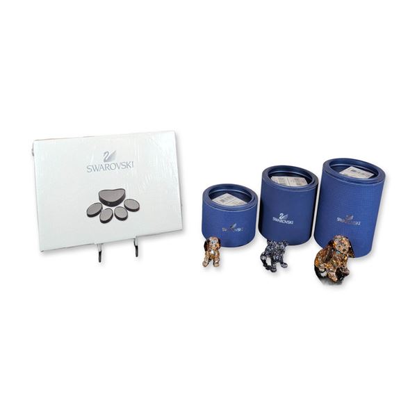 4pc Swarovski Crystal Disney Lady, Danielle and Scamp with Paw Print Display
