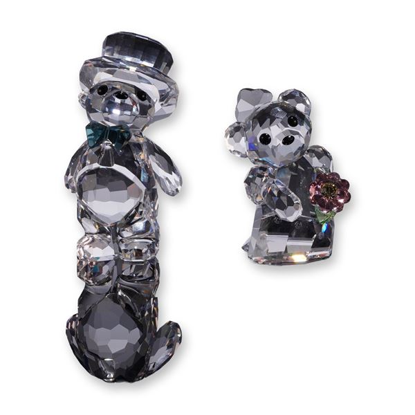 Pair of Swarovski Crystal Kris Bear Bride and Groom Figurines