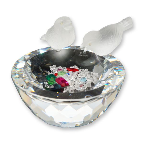 Swarovski Silver Crystal Figurine, Bird Bath