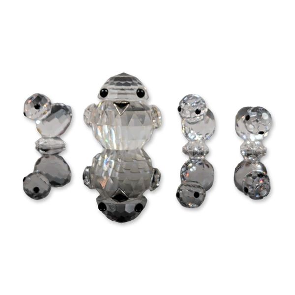 Set of Four Swarovski Faceted Crystal Bird Figurines