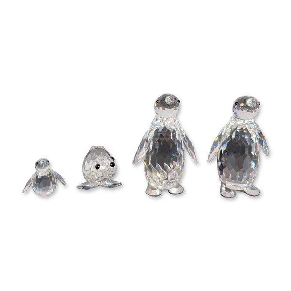 4pc Collection of Swarovski Crystal Artic Figurines, Penguins and Seal