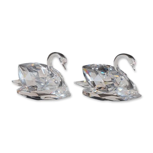 2pc Swarovski Crystal Swans Couple Figurines