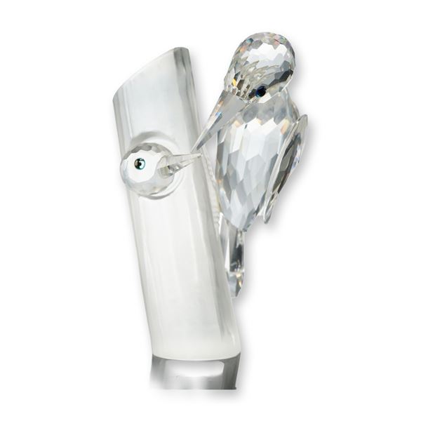 Swarovski SCS 1988 Annual Edition Crystal Figurine, Sharing Woodpeckers with Frosted Base