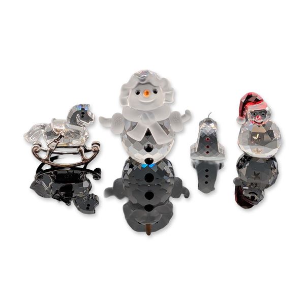 4pc Collection of Swarovski Crystal Holiday Figurines
