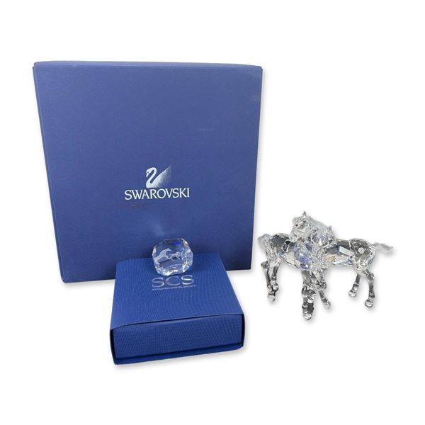 2pc Swarovski Crystal Foals Figurine and Horses Paperweight