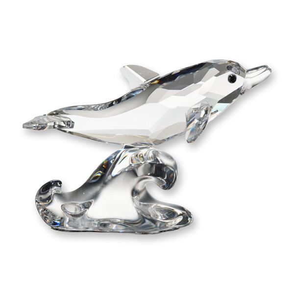 Swarovski Crystal Figurine, Baby Dolphin on Wave