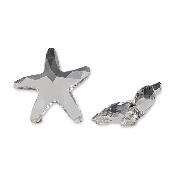 2pc Swarovski Silver Crystal Maritime Figurines