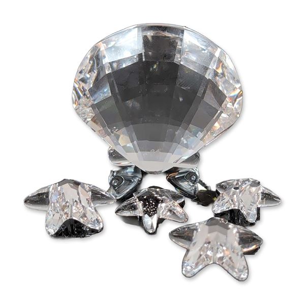 5pc Swarovski Crystal Scallop Shell and Starfish Paperweight