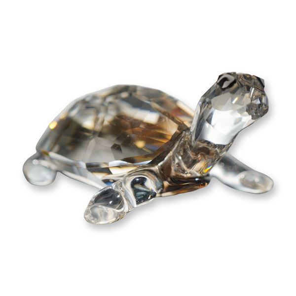 Swarovski Crystal Tortoise Figurine with Topaz Shell