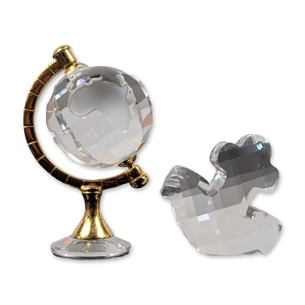 Two Swarovski Crystal and Gold-Toned Miniature Figurines