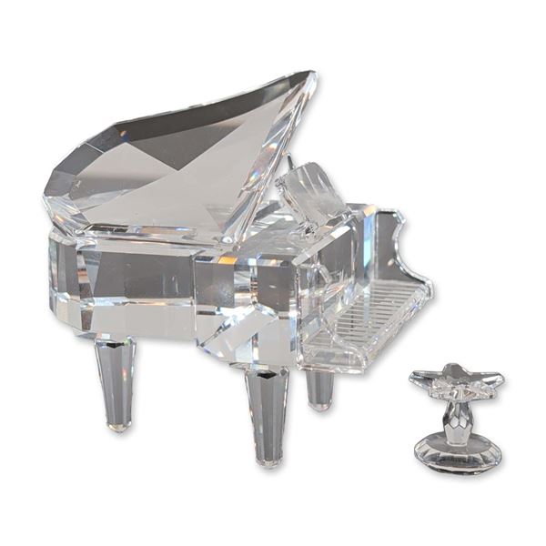 Swarovski Crystal Grand Piano and Stool Figurines