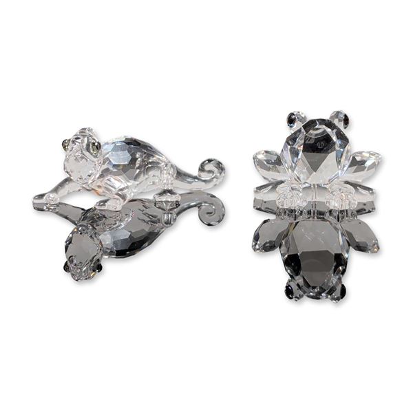 3pc Swarovski Crystal Figurines, Chameleon and Frogs
