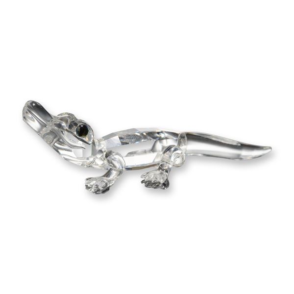 Swarovski Silver Crystal Alligator Figurine with Box