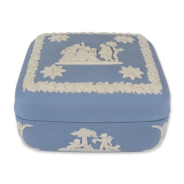 Wedgwood Blue Jasperware Square Treasure Box