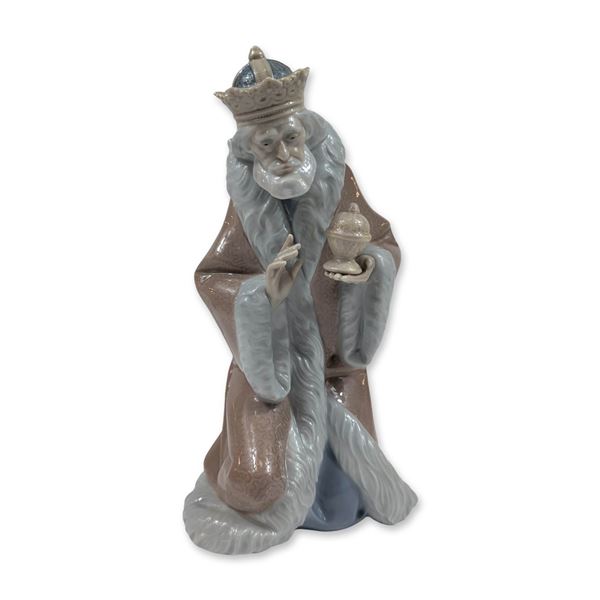Lladro Glazed Porcelain King Melchior Nativity Figurine 5479