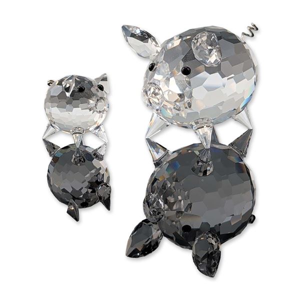 2pc Swarovski Crystal Pig Figurines