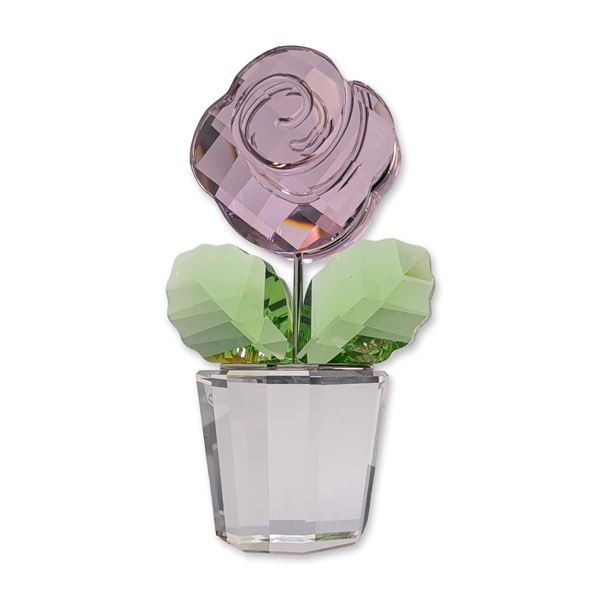 Swarovski Happy Flowers Pink Rose Crystal Figurine