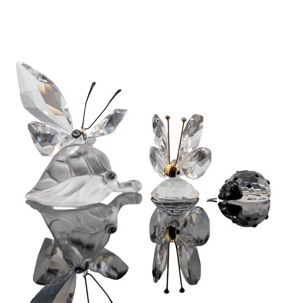 3pc Swarovski Silver Crystal Insect Figurines