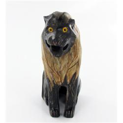 RARE Water Buffalo Horn Scrimshaw Lion (CLB-588)