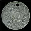 1910 Germany Saxony 3 Mark Rare Hi Grade Holed (COI-5244)