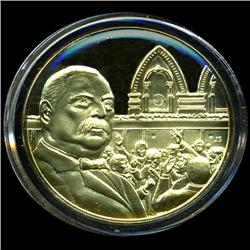 .75oz Franklin Mint PR70 DCAM 24k plated Sterling Silver Round History of the American Presidency G.