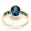 2.60Ct London Blue Topaz & Diamond Ring Yellow 9K Gold (JEW-9035X)