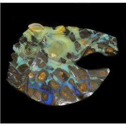 90.58ct Handcarved Rare Australian Boulder Opal Stallion (GEM-20376)