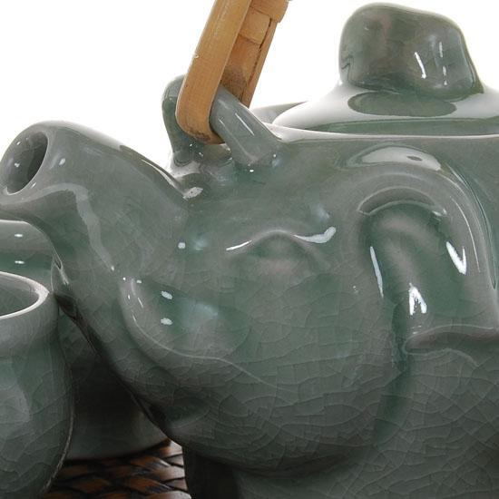 Celadon Elephant Tea Set With Tray DEC 185 Celadon Elephant Tea Set With Tray DEC 185