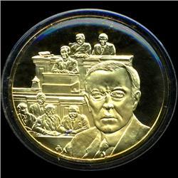.75oz Franklin Mint PR70 DCAM 24k plated Sterling Silver Round History of the American Presidency J.