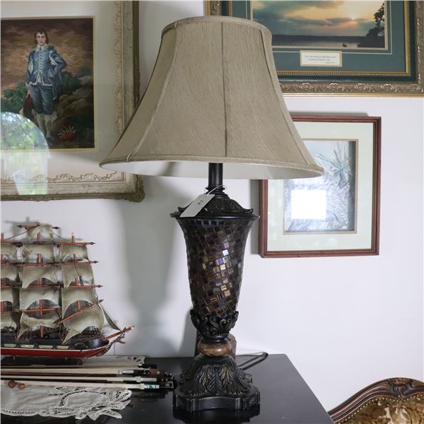 Mosaic Glass Tile Table Lamp with Bell Shade