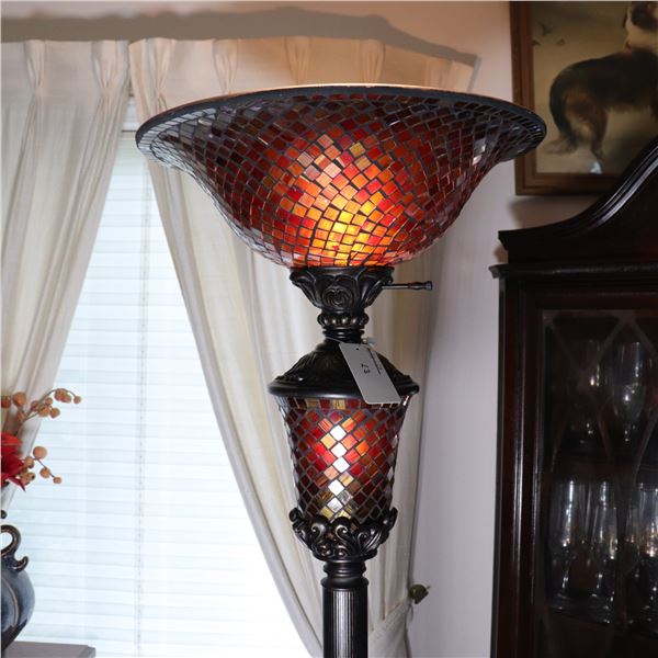 Glass Mosaic Tile Floor Lamp (Torchiere, Classical Style)