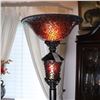 Image 1 : Glass Mosaic Tile Floor Lamp (Torchiere, Classical Style)