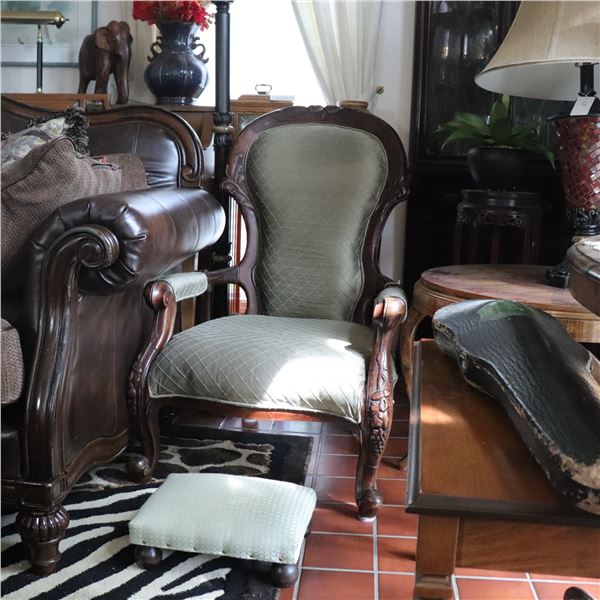 Victorian Parlour Chair and Footstool