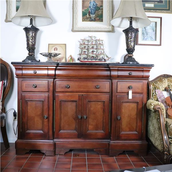 Traditional Revival Style Sideboard with Black Marble Top