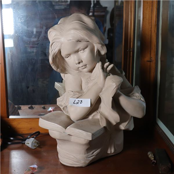 Bust of a Child with Open Book Plinth