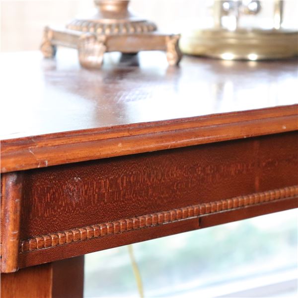 Long Classical Revival Sofa Table with Reeded Apron and Metal Paw Feet, c. 1940–1980
