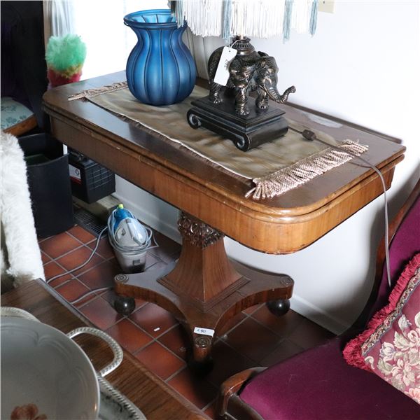 Folding Pedestal Card Table (Rectangular Top), Late Victorian/Edwardian Style