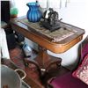 Image 1 : Folding Pedestal Card Table (Rectangular Top), Late Victorian/Edwardian Style