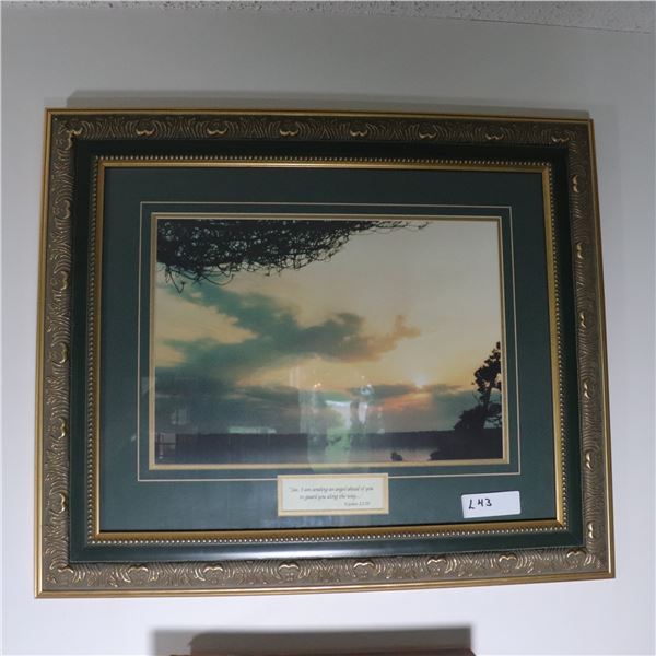 Framed Inspirational Landscape Photograph with Biblical Verse, c. 1990–2010
