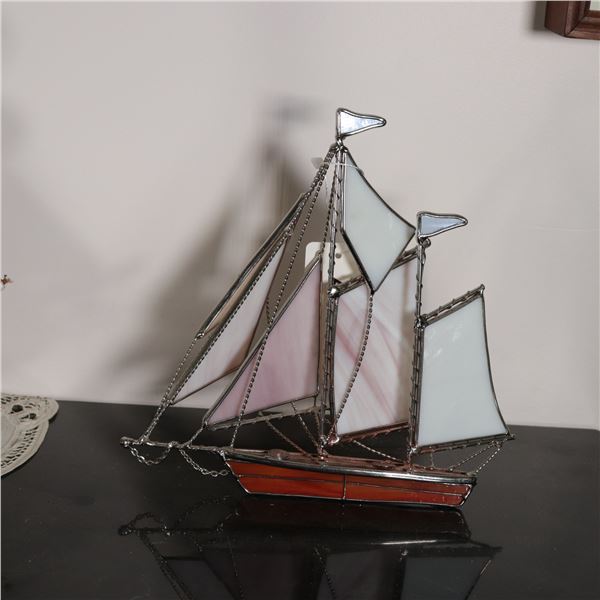 Stained Glass Sailboat Model, Tiffany Style, North America, ca. 1970s–2000s