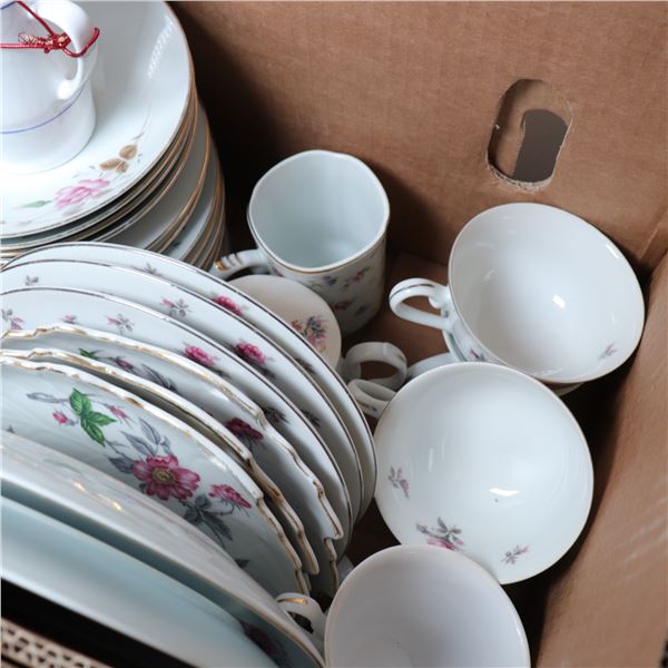 Boxed Partial Porcelain Dinner and Tea Service with Floral and Gilt Decoration, c. 1960–200