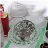Image 1 : Group Lot: Pressed Glass Tableware and Silver-Tone Compote