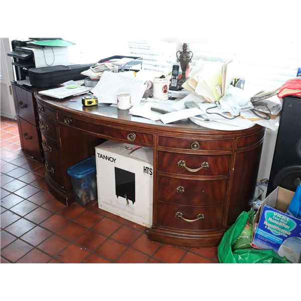 Large Bow-Front / Kidney-Form Executive Desk,