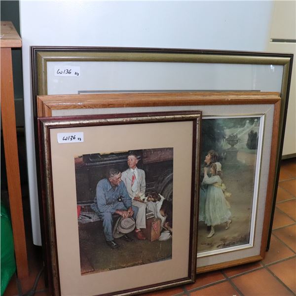 Lot of Three Framed Decorative Wall Art Prints, c. 1970s–2000s