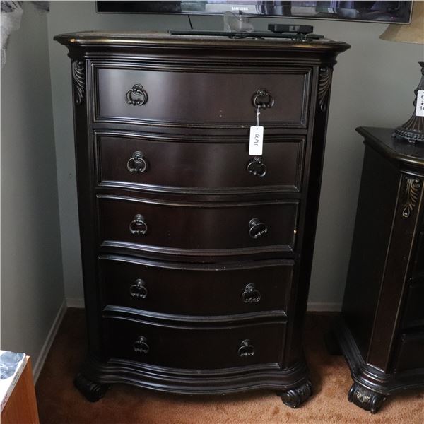 Serpentine-Front Tallboy Dresser (5-Drawer, Traditional Revival Style)