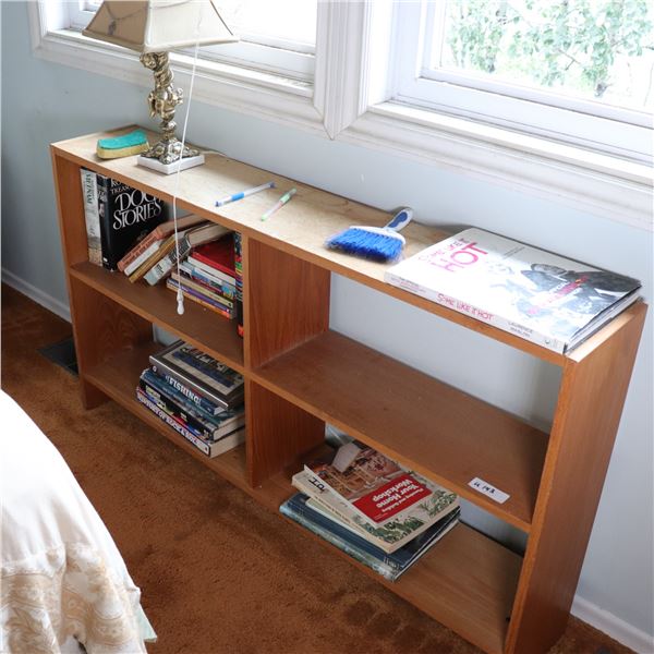 Midcentury Particleboard Two-Shelf Bookcase, 52 x 29 x 9 in